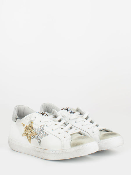 Sneakers low bianco / oro / argento