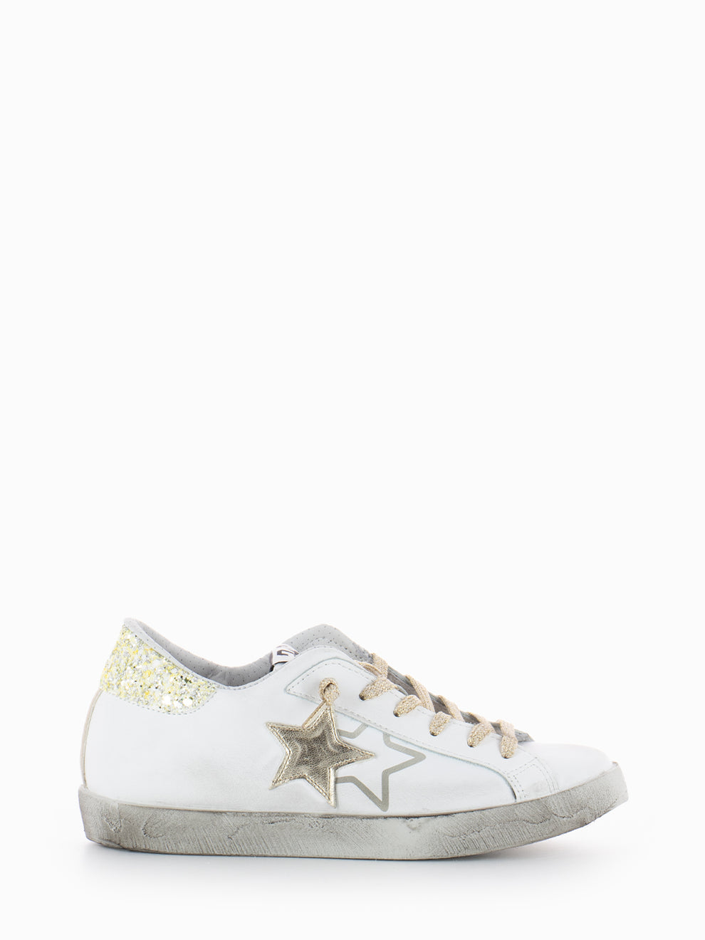 Low sneakers white / gold laminated