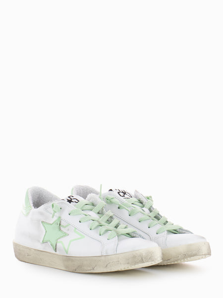 Sneakers low bianco / verde vernice