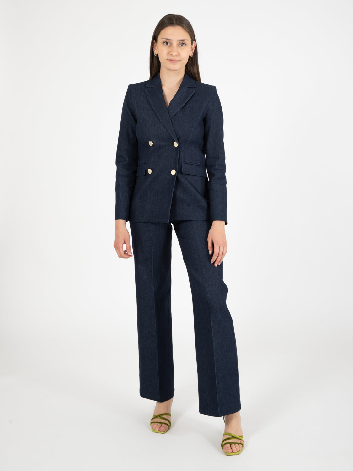 Blazer denim doppiopetto blu