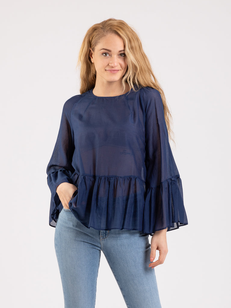 SEMICOUTURE - Blusa universo in cotone e seta