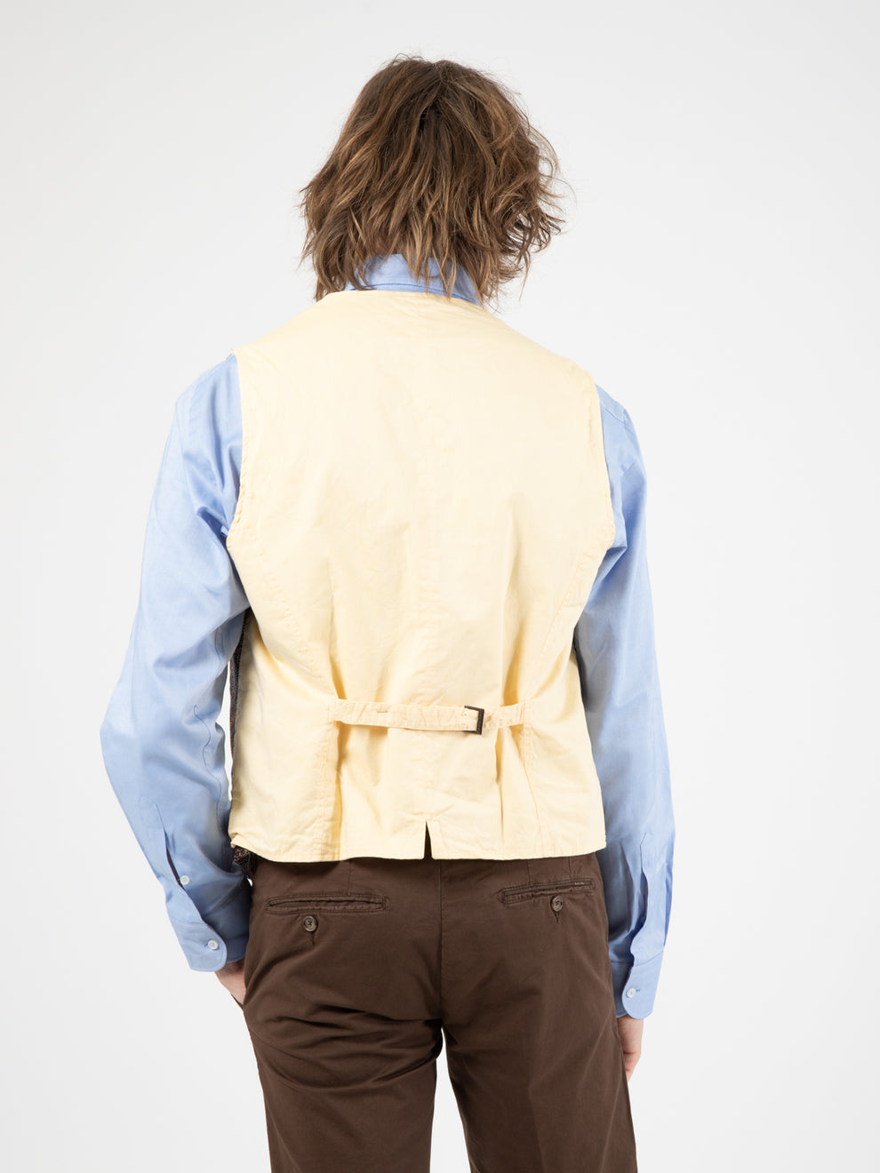 Black/yellow geometric jacquard pattern vest
