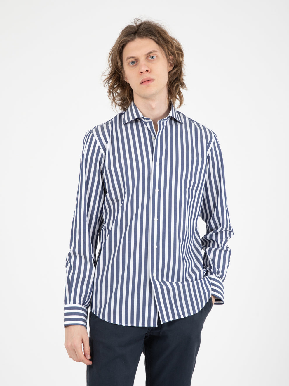 Camicia No Iron bianco / blu