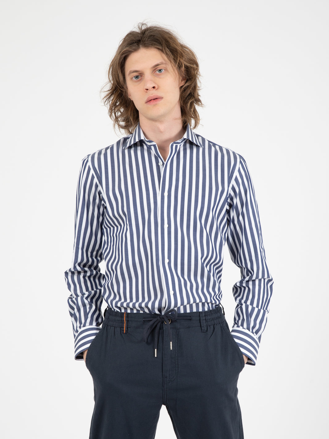 Camicia No Iron bianco / blu