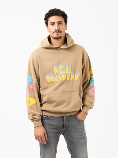 Felpa hoodie Invaders brown