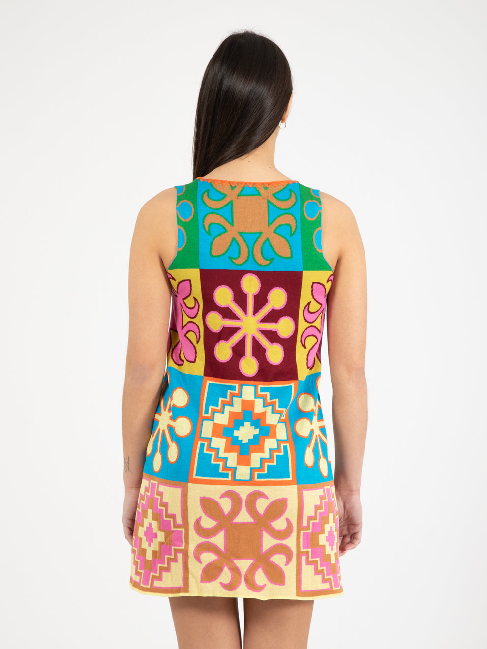 Abito corto pattern geometrico