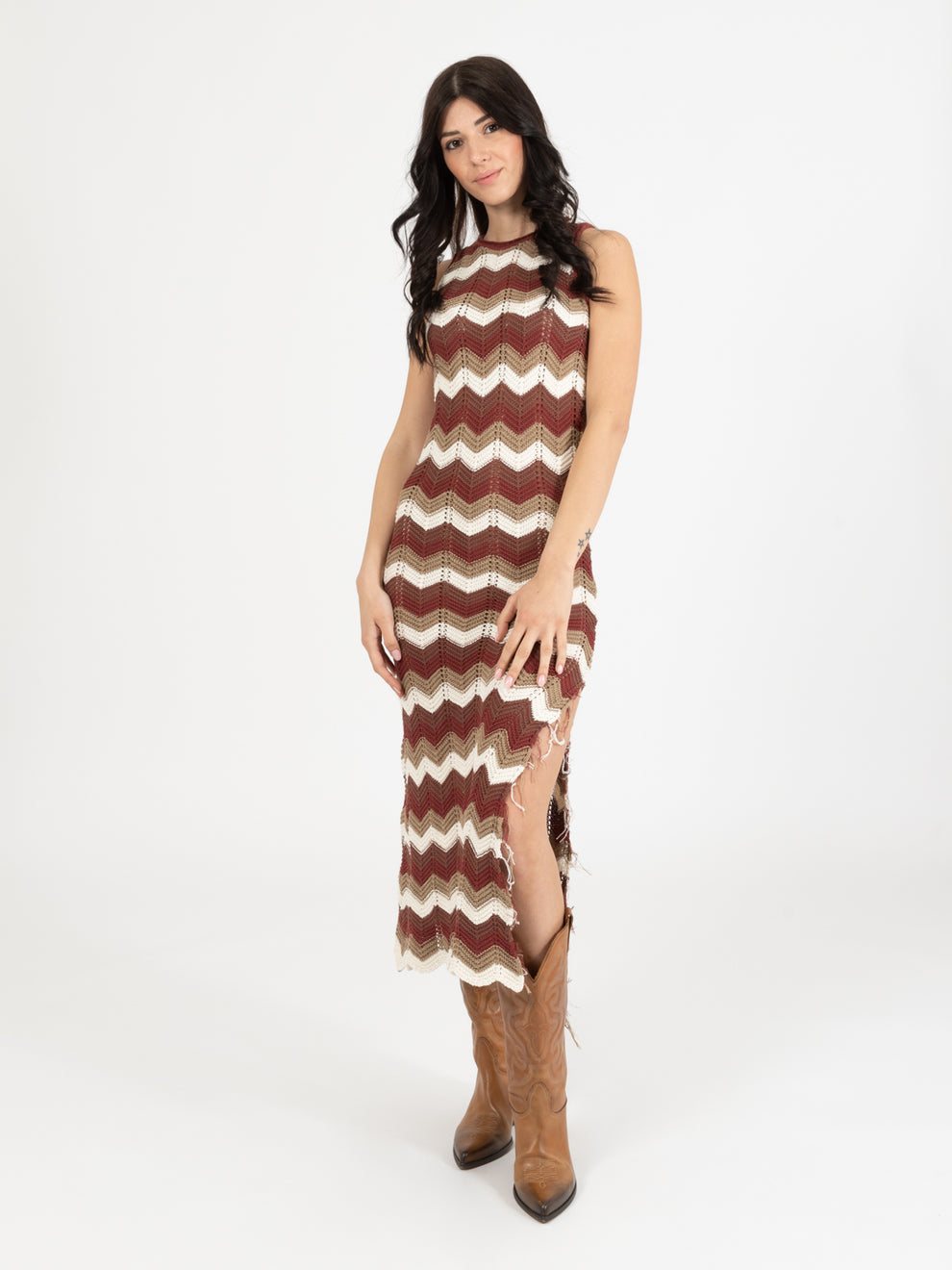 Abito lungo in maglia crotchet