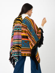 AKEP - Poncho etnico multicolor 12086 con frange