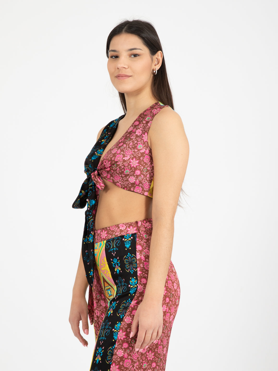 Top annodato fantasia patchwork