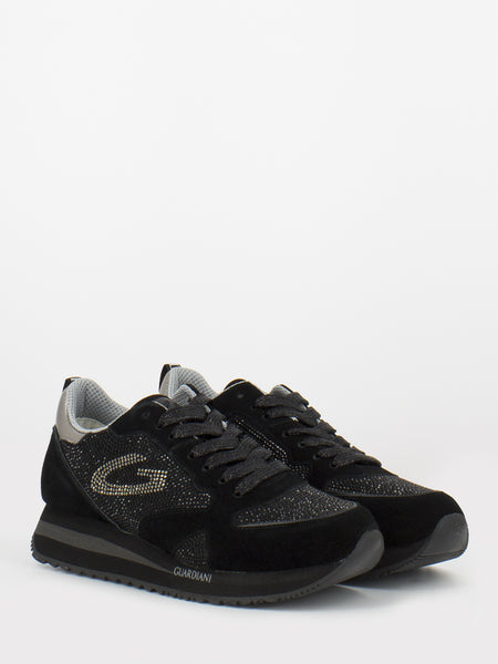 Sneakers WEN 0062 low nere con strass