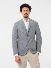 ALESSANDRO GILLES - Blazer jersey quadri blu / azzurro