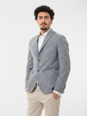 ALESSANDRO GILLES - Blazer jersey quadri blu / azzurro