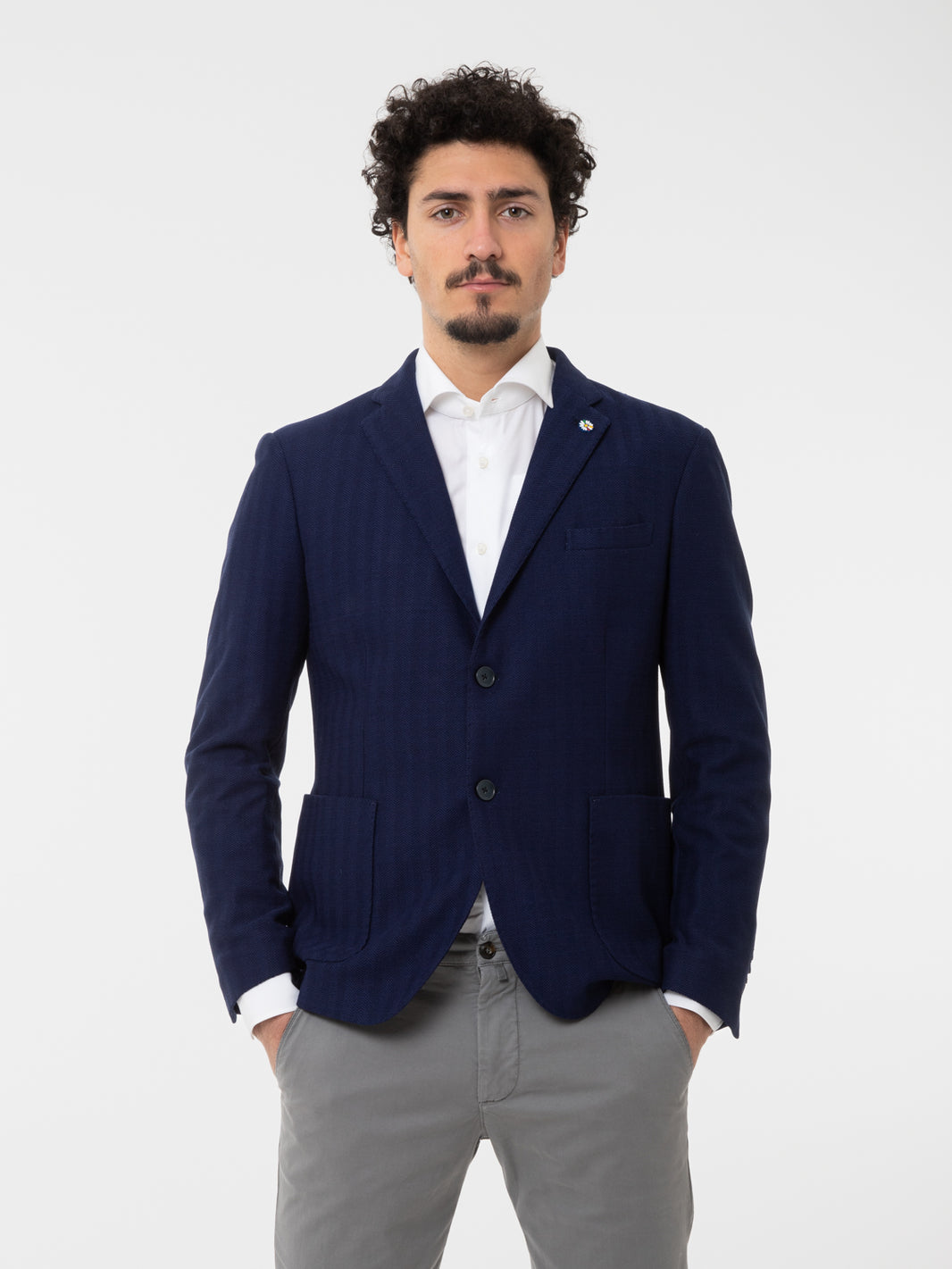 Blazer jersey spinato royal blue