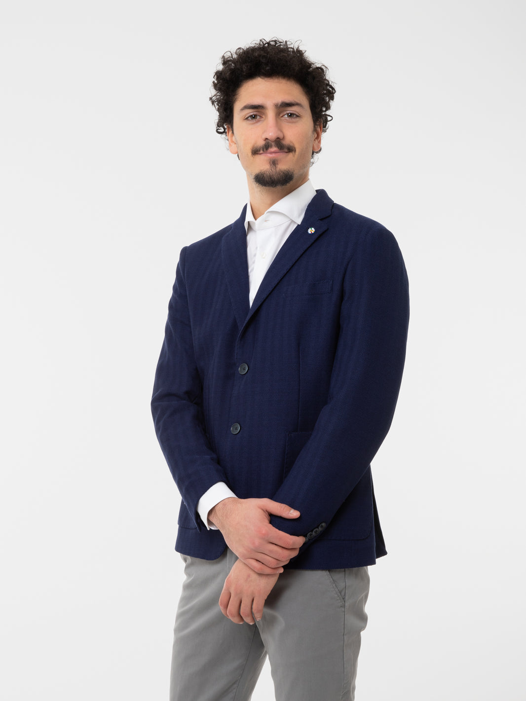Blazer jersey spinato royal blue