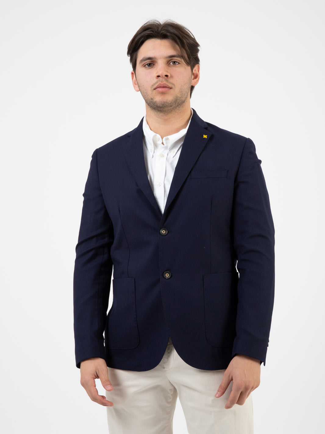 Blazer nido d'ape stretch blu