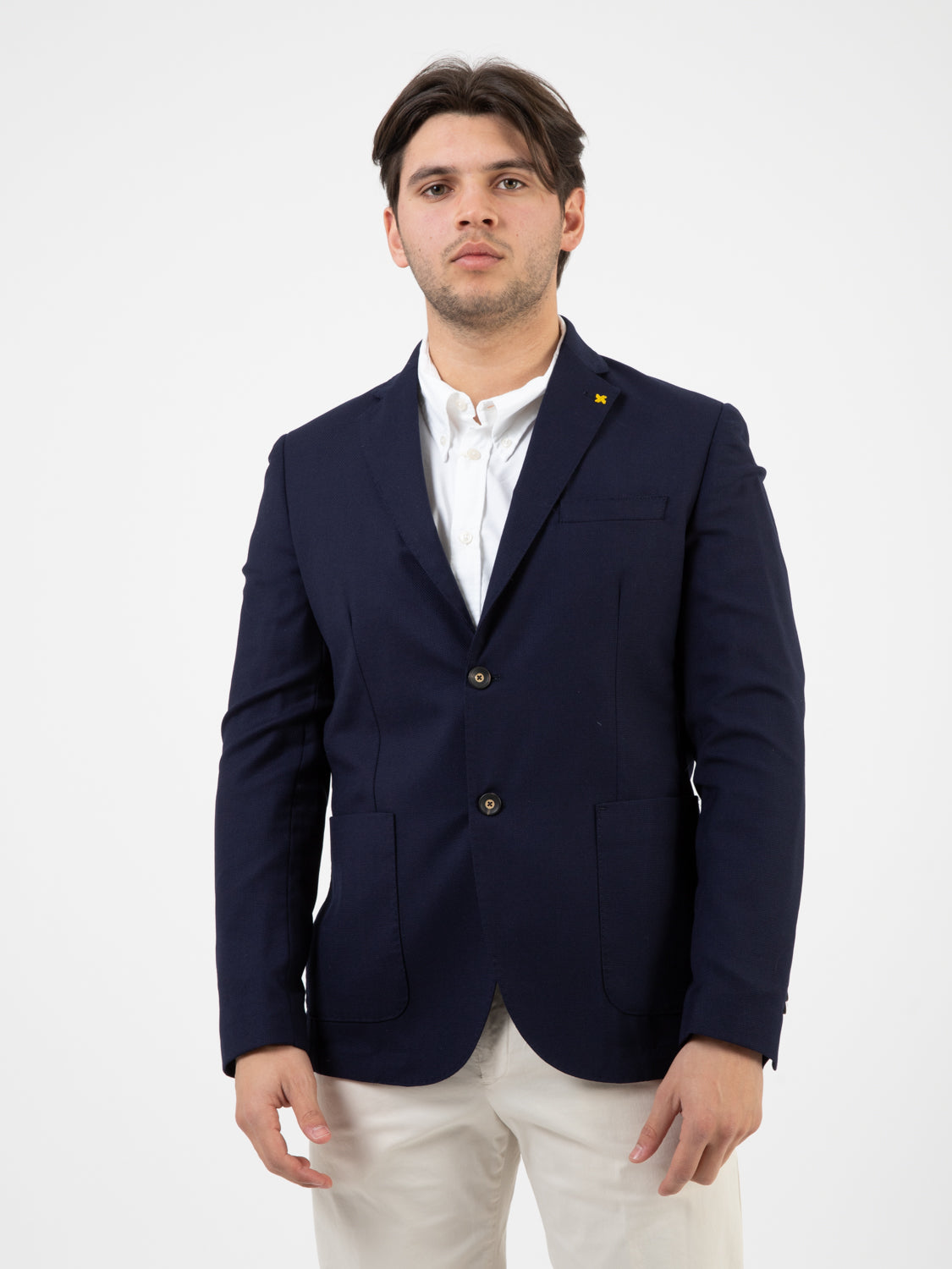 Blazer nido d'ape stretch blu