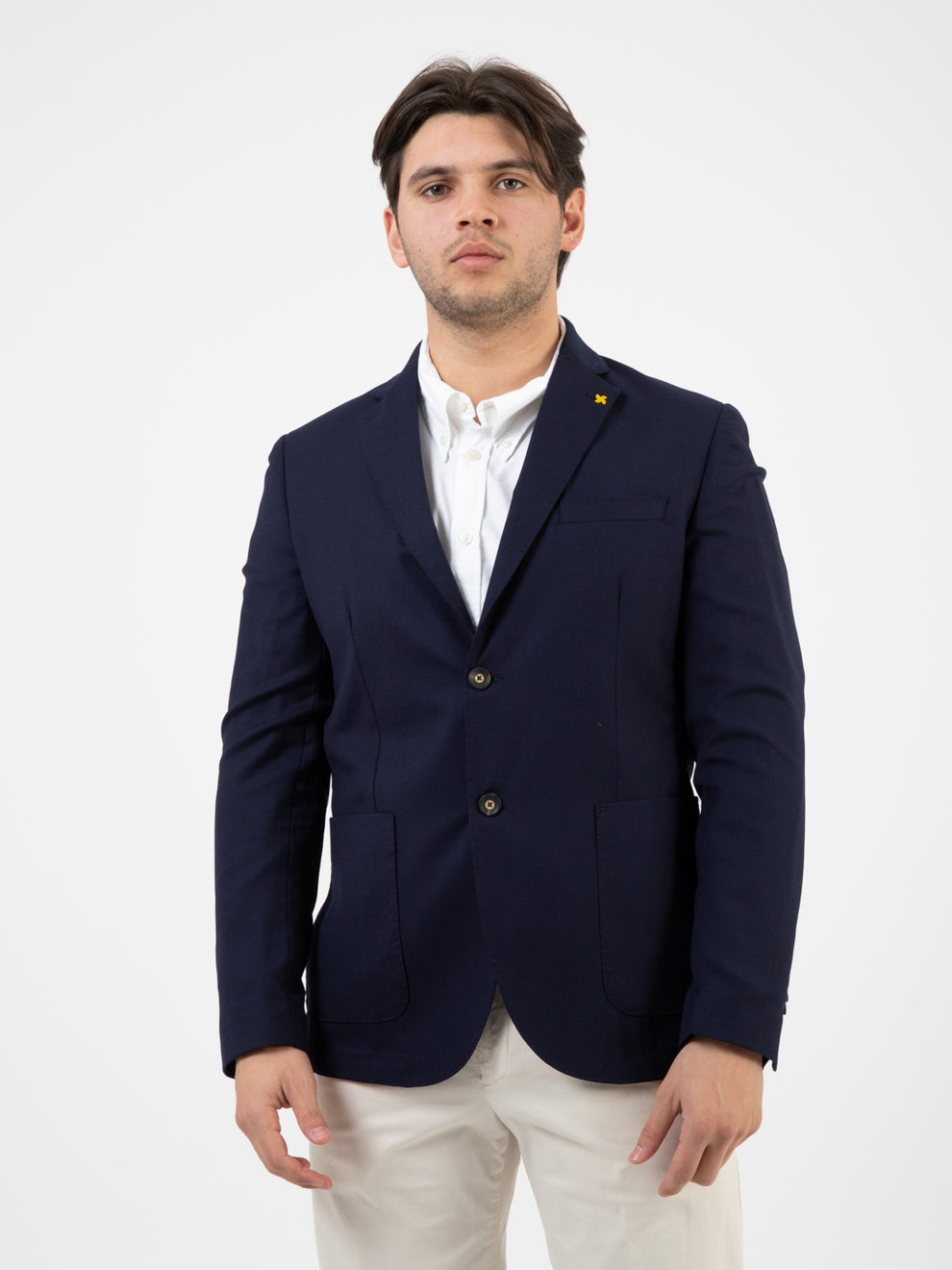 Blazer nido d'ape stretch blu