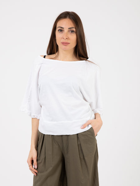 Bluse in Jersey bianco neve