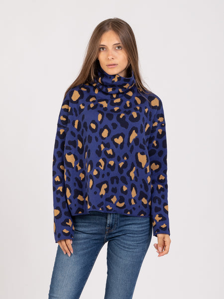 Dolcevita blu fantasia leopardata