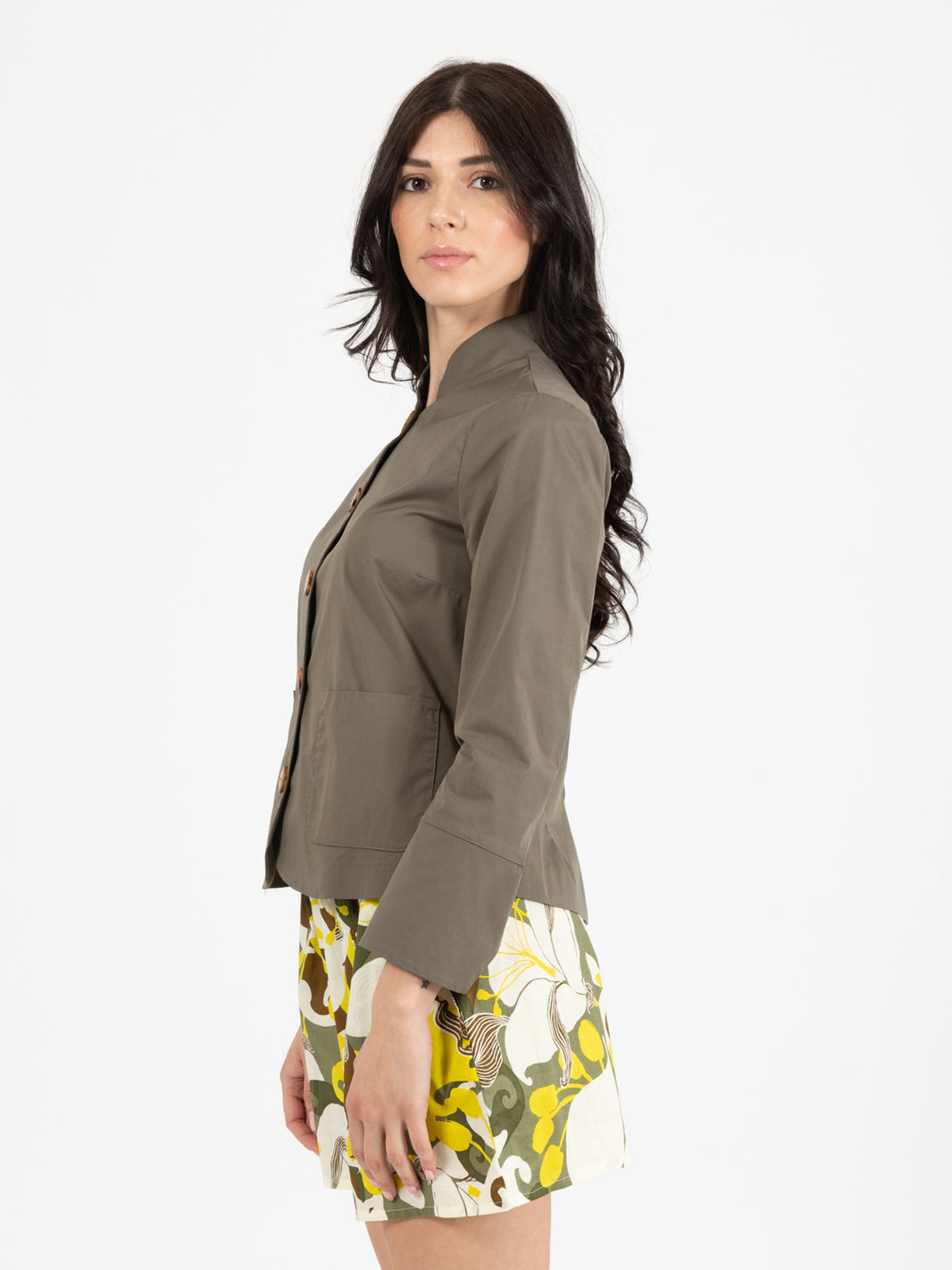 Giacca collo alla coreana khaki