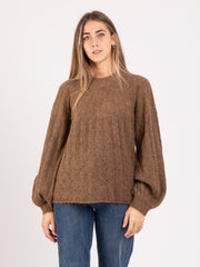 ALESSIA SANTI - Maglione girocollo tricot beige scuro