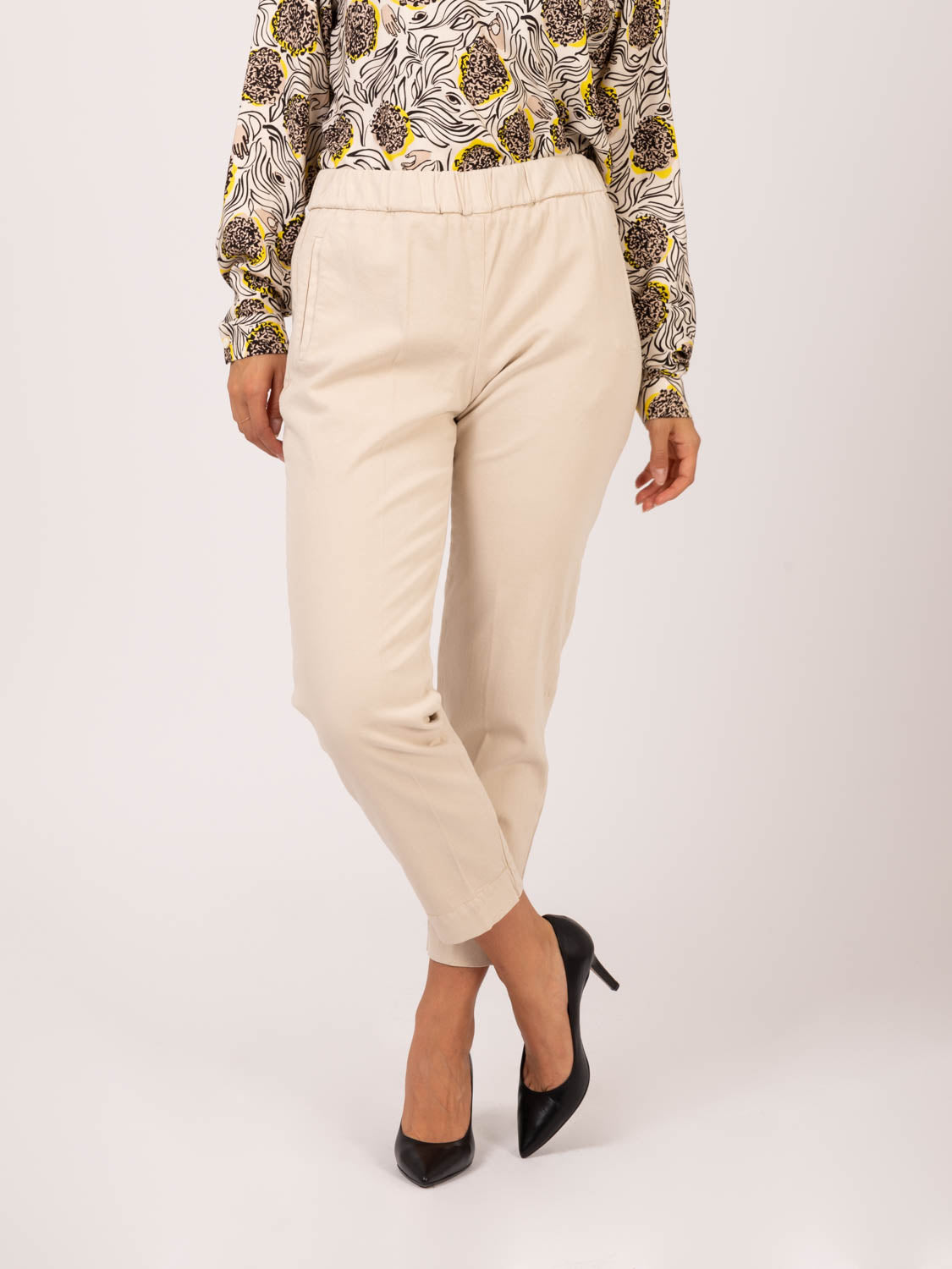 ALESSIA SANTI - Pantaloni in panno di cotone beige | STIMM