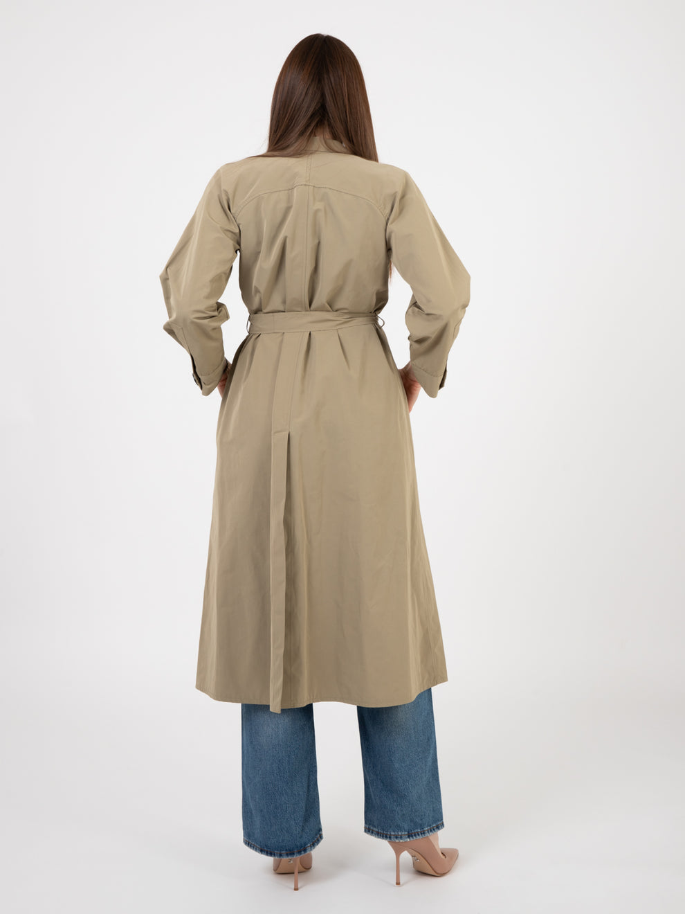 Long trench coat in stoneware