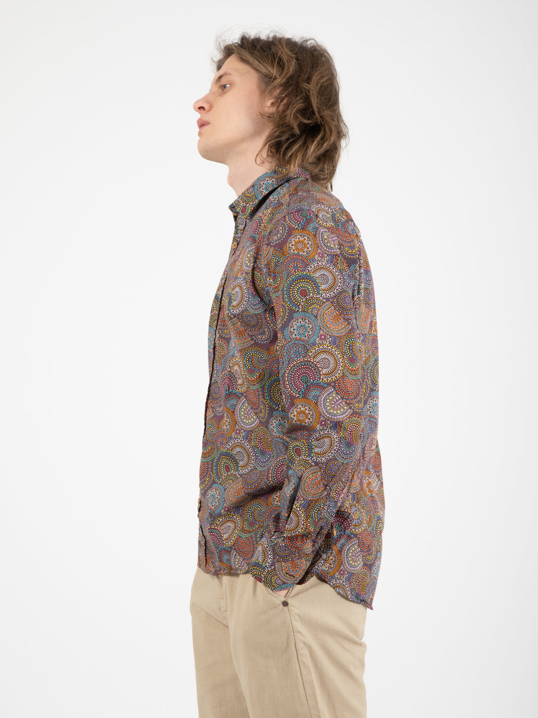 Camicia fantasia jacquard geometrico multicolor