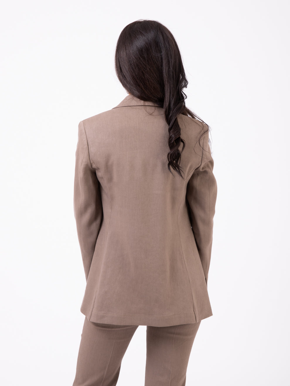 Blazer lino stretch monopetto terra