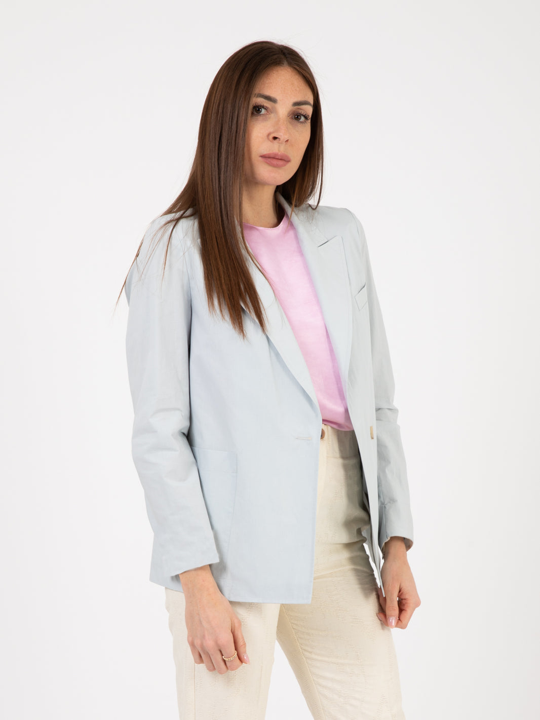 Blazer popeline con georgette aria