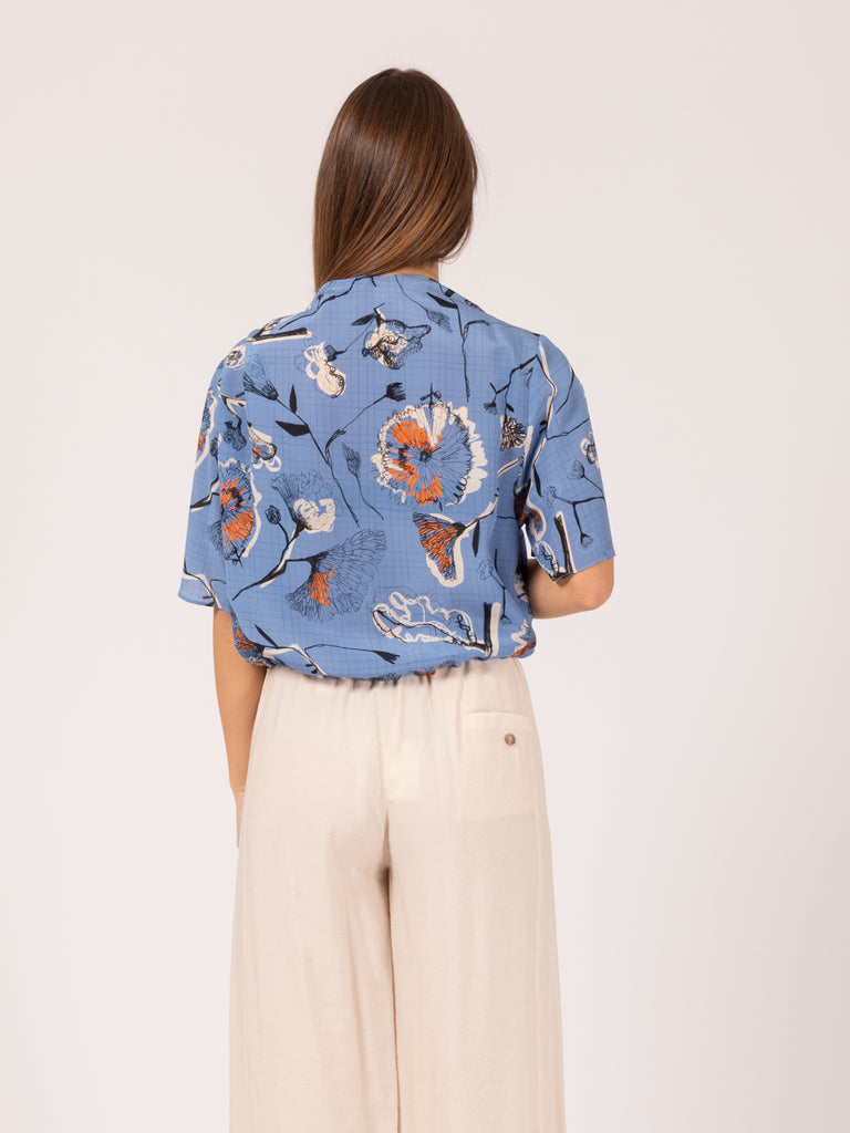 ALYSI - Camicia Flower Notebook con coulisse fiordaliso