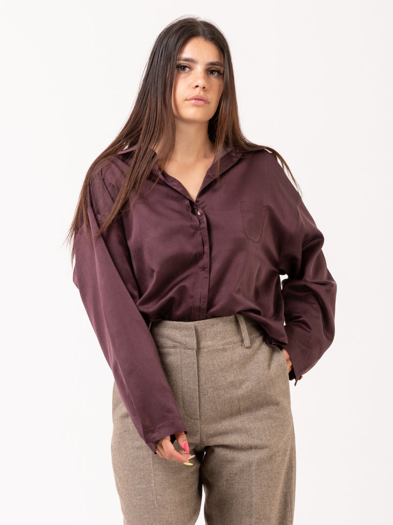 ALYSI - Camicia seta e cotone burgundy