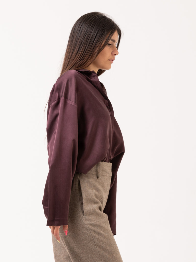 ALYSI - Camicia seta e cotone burgundy