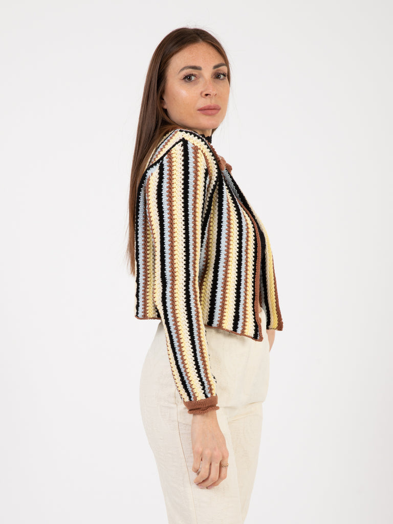 ALYSI - Cardigan Caban Stripes Knit Mix