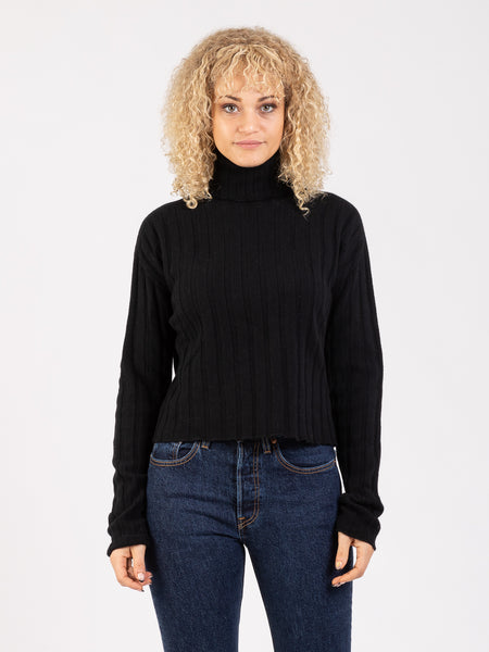 Dolcevita super soft knit a coste nero