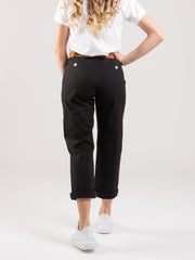 ALYSI - Pantaloni in cotone gros-grain dritti neri