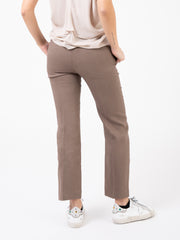 ALYSI - Pantaloni lino stretch slim terra