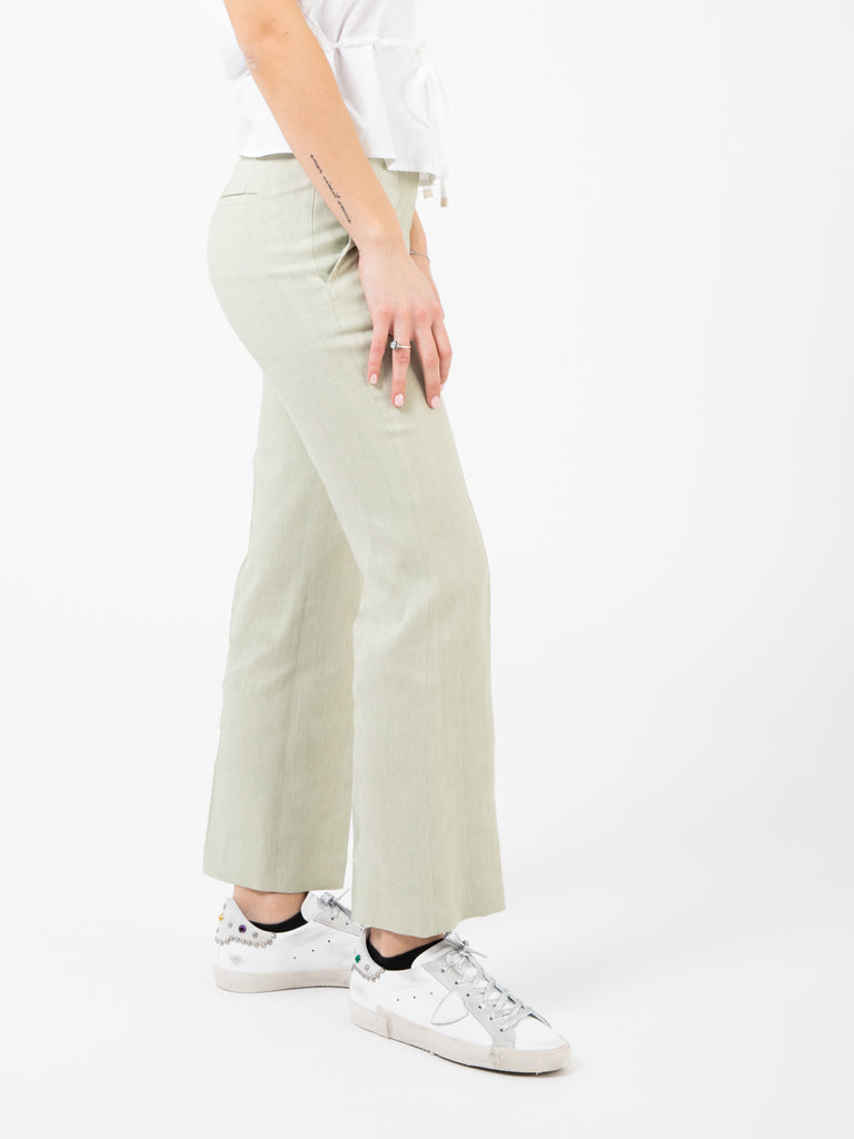 ALYSI - Pantaloni lino stretch slim the verde