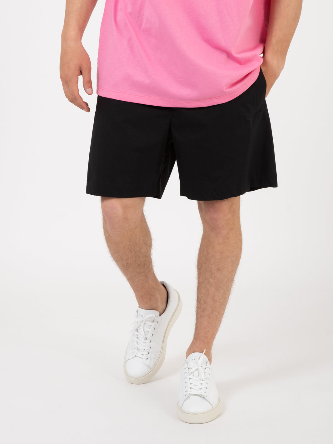Black cotton Bermuda shorts