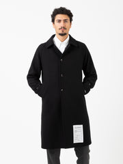AMARANTO - Cappotto classico nero misto lana