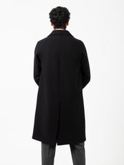 AMARANTO - Cappotto classico nero misto lana