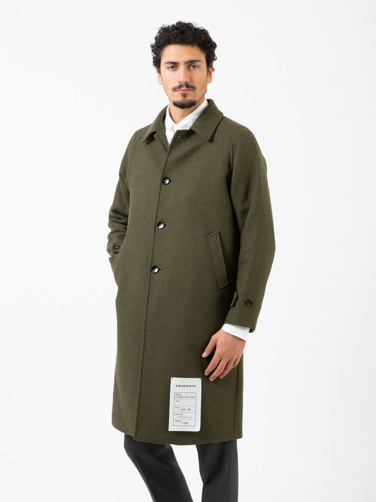AMARANTO - Cappotto classico verde militare misto lana