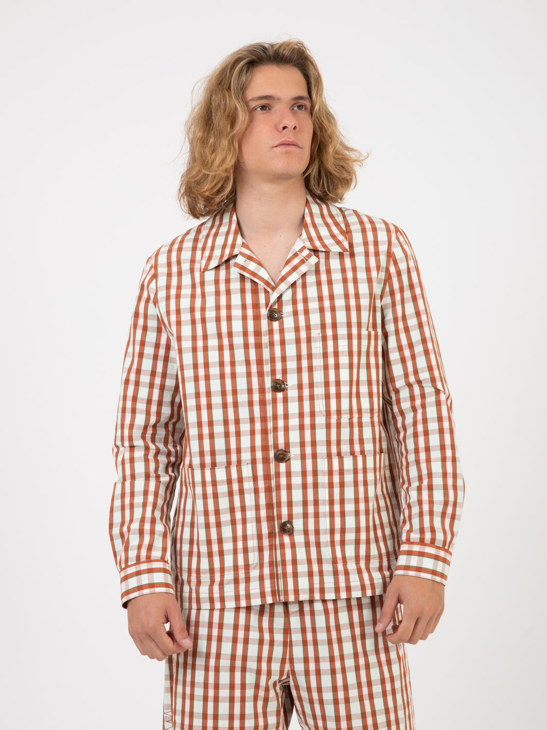 Giacca camicia a quadri ruggine