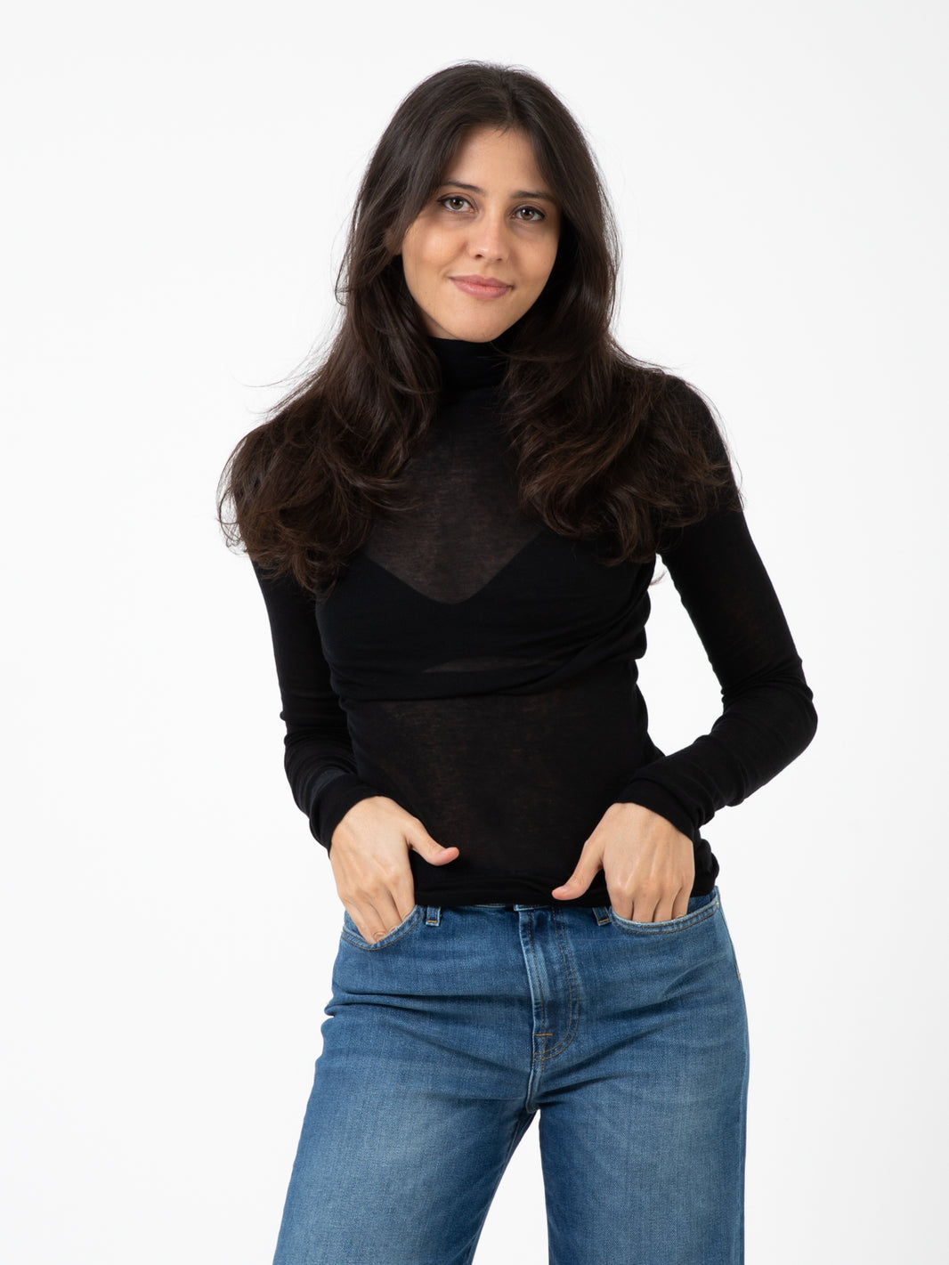 T-shirt Massachusetts L/S collo alto black
