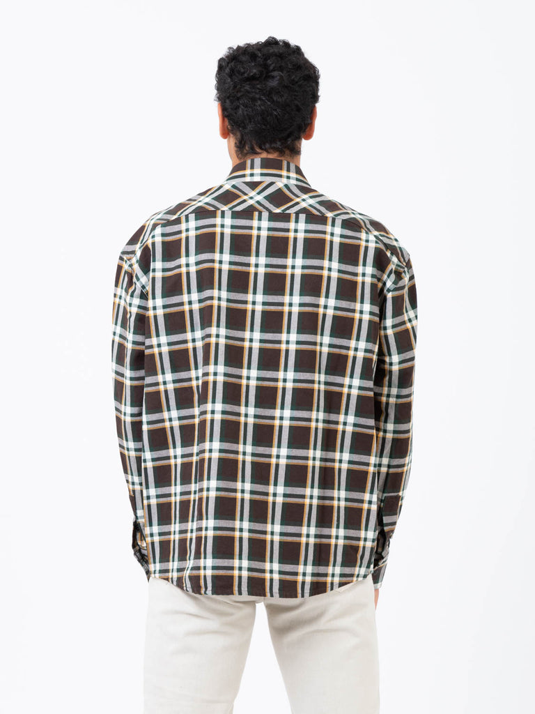 AMISH - Camicia Work check brown / green