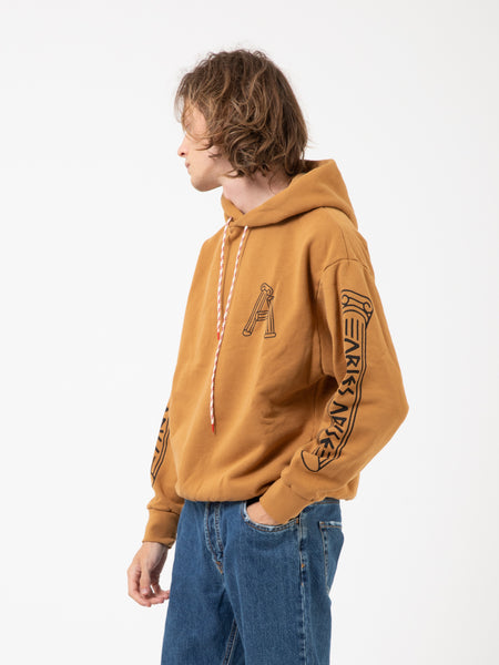 Felpa hoodie Column camel