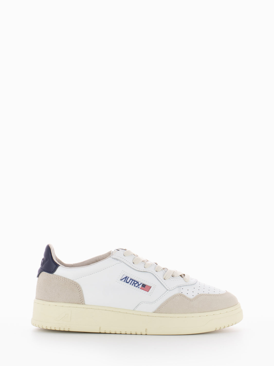 01 low in pelle e suede bianco / blu