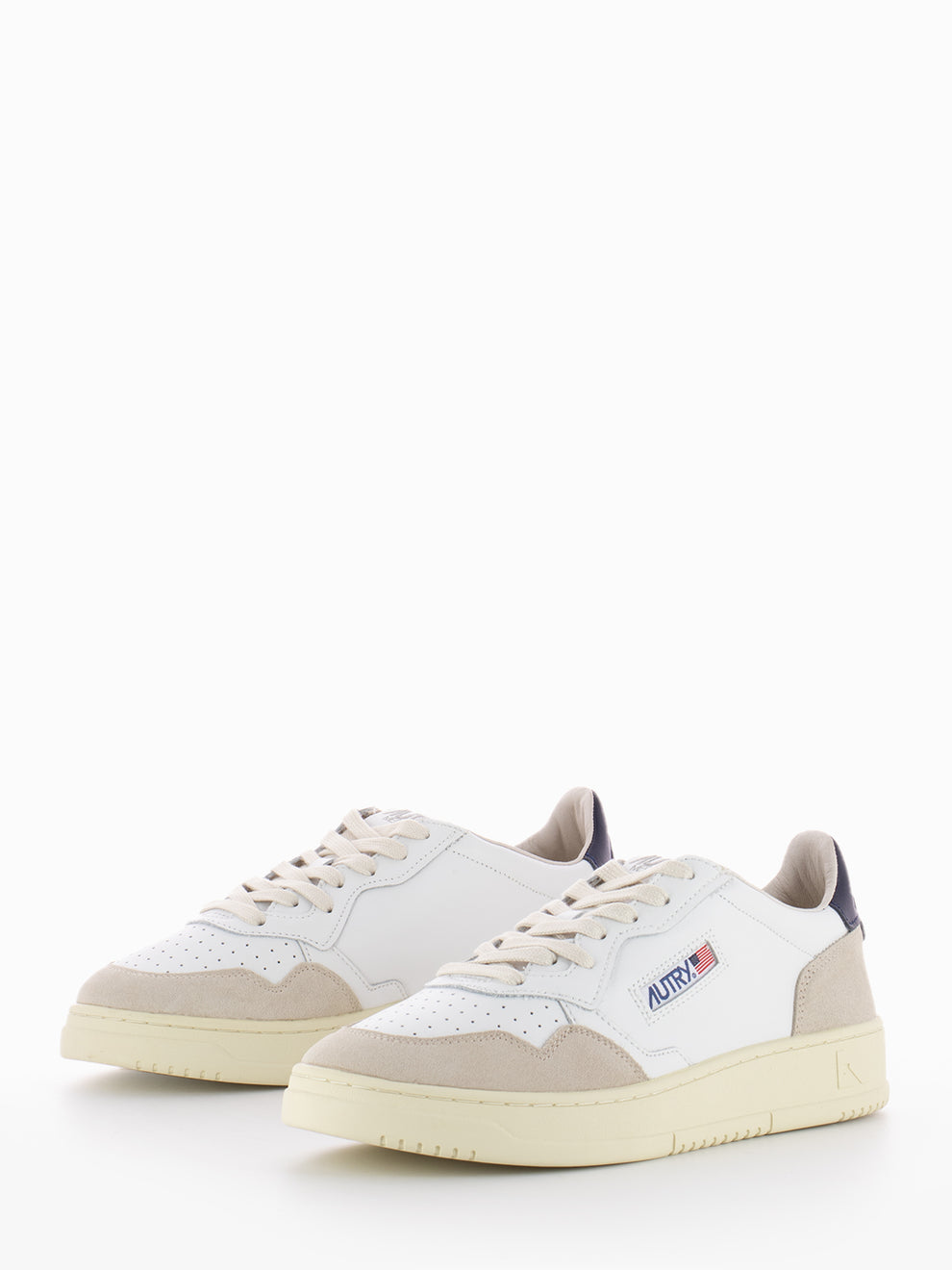 01 low in leather and suede white / blue