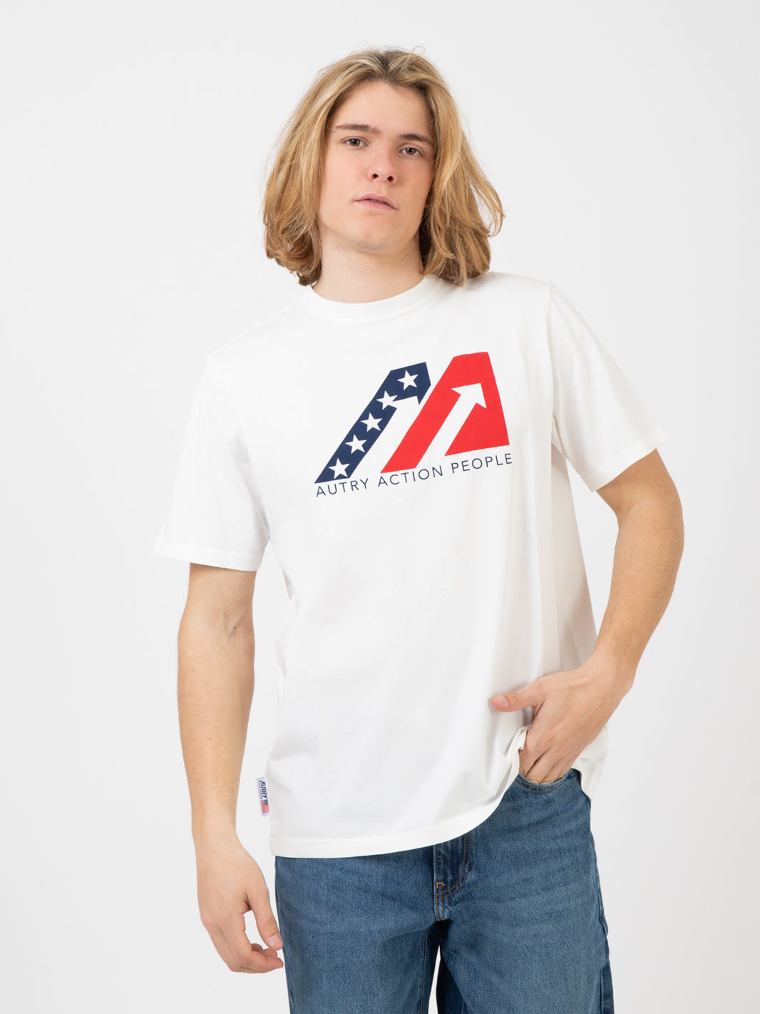 Iconic T-shirt with logo and arrow print white