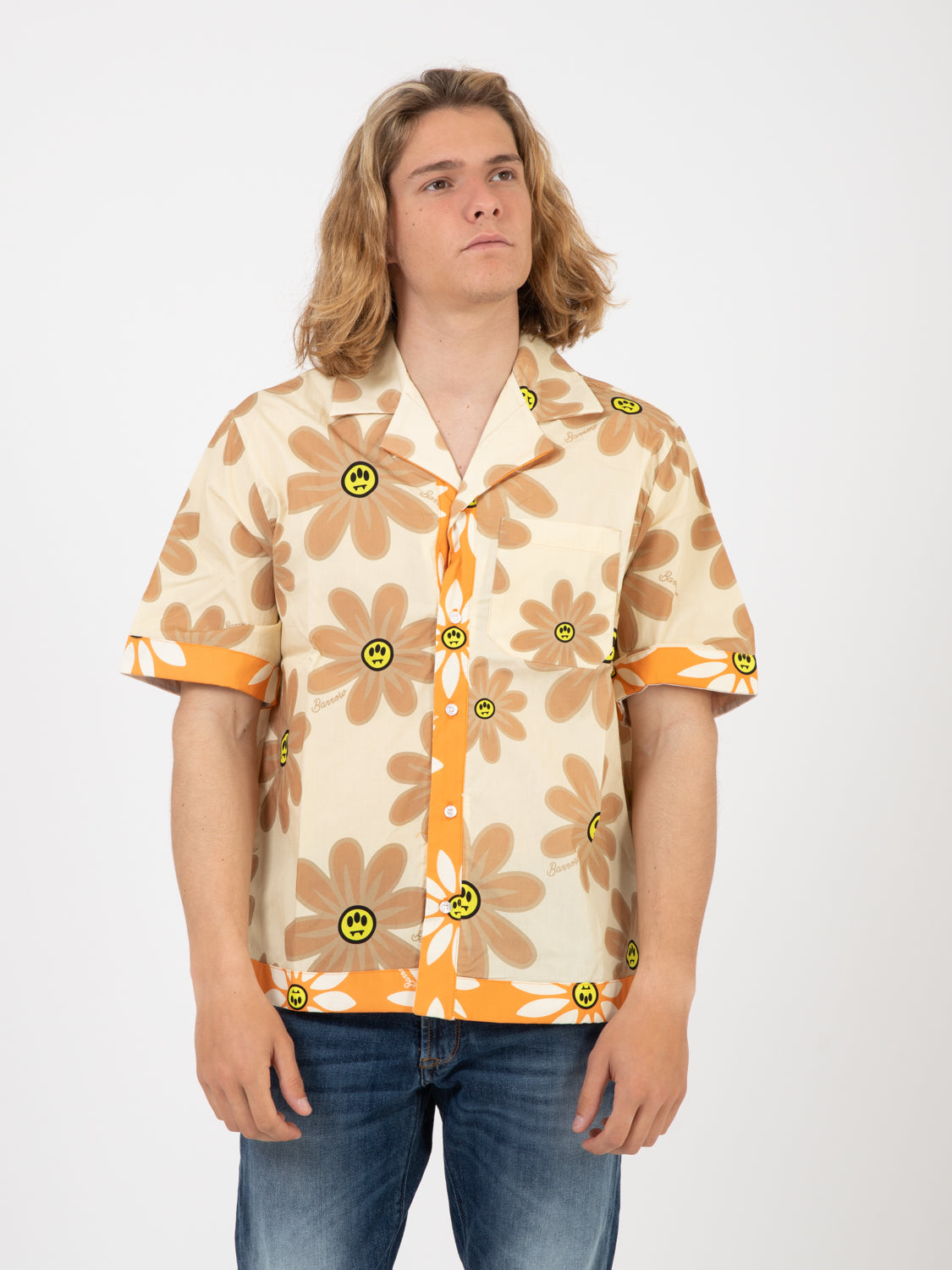 Camicia manica corta popeline fantasia floreale